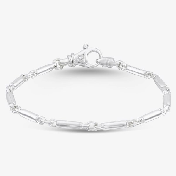 T. H. Baker Argentium Silver 7.6 Inch Tube Bar Chain Bracelet ARG-943014-7.6