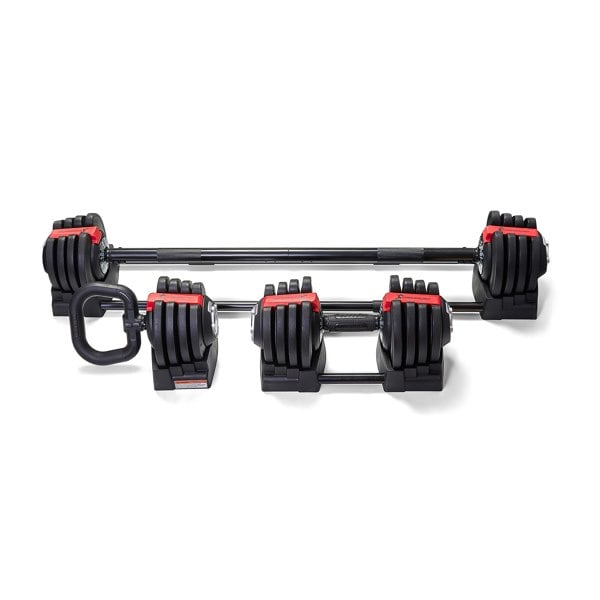 Strongology ELEMENT SET Home Fitness Black/Red Adjustable Smart Barbell/Dumbbell/Kettlebell from 2kg up to 19kg Training Weights
