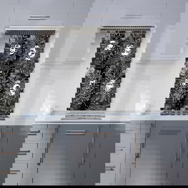 Warren Reed - Designer Moon and Sun White Black Kitchen Splashback