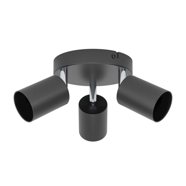 EGLO Basic Reciso-E Black Steel Eco-Friendly 3-Light Spotlight