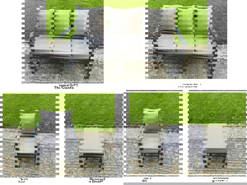 Fimous 6 Seater Aluminium Garden Furniture Set with Adjustable Rising Dining Table - Dark Grey