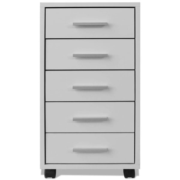 Berkfield Office Drawer Unit with Castors 5 Drawers White