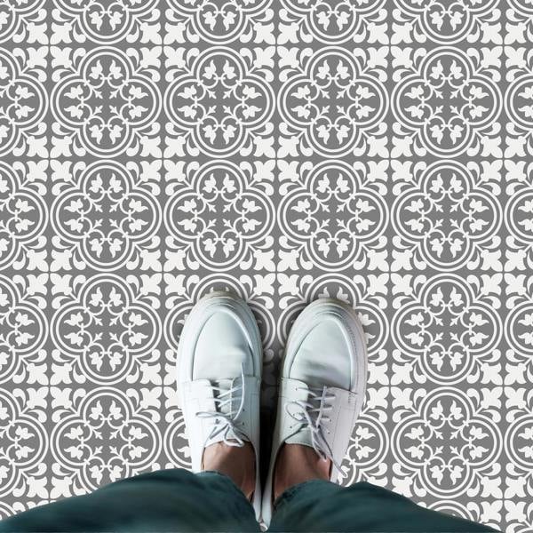 WALPLUS WFS6016 - Cement Antique Floral Tulip Pattern Floor Stickers 120cm x 60 cm