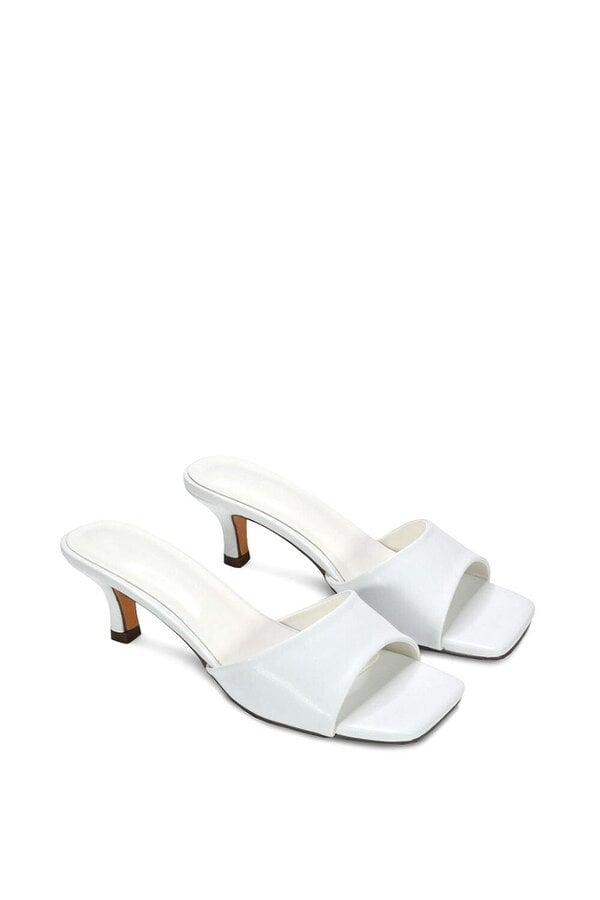 XY LONDON Square Toe Stiletto Kitten Heel Mule Sandals
