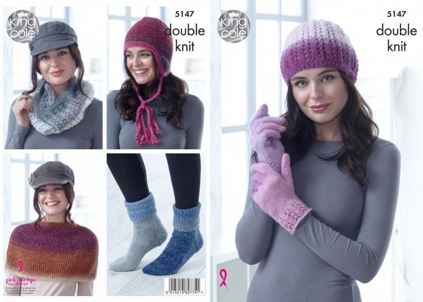 King Cole Curiosity Knitting Pattern 5147, Headwear, Scarves, Gloves, Socks for Women - Advanced