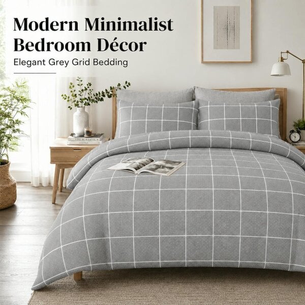 Night Zone Mateo Reversible Duvet Cover Set – Soft Easy Care Modern Quilt Cover Bedding