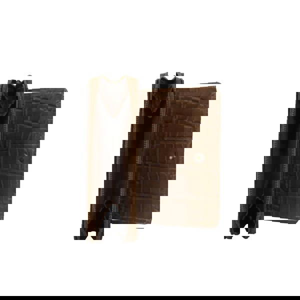 Assots London 'JOLLY' Tan Croc Real Leather Designer Zip-Top Wallet