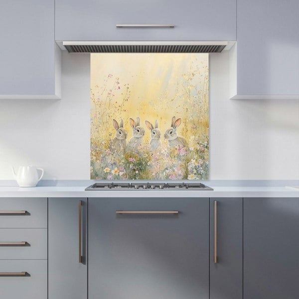 Warren Reed Bunny Rabbits in Meadow Glass Kitchen Splashback - 00009