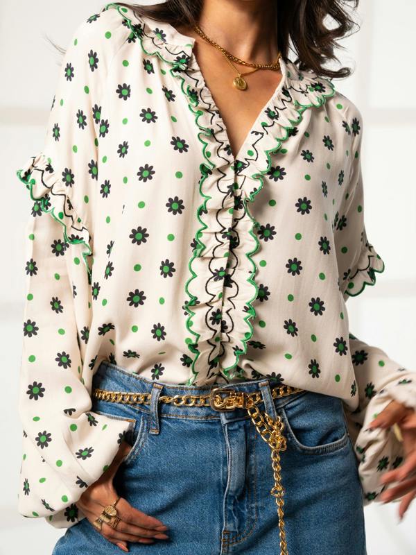Rose & Nancy Joyce Cream Daisy Polka Dot Blouse