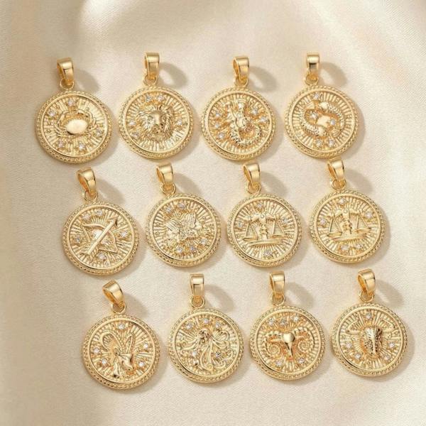 Harfi 18ct Gold Plated Zodiac Pendant Charms