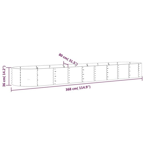 Berkfield Garden Raised Bed Powder-coated Steel 368x80x36 cm Green