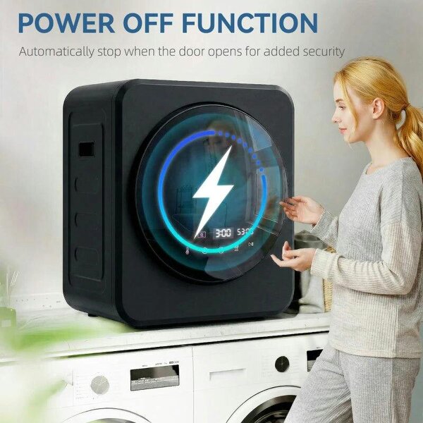 Vented Tumble Dryer, 4 kg Front Tumble Dryer with Stainless Steel Tub, 800W Compact Freestanding Black