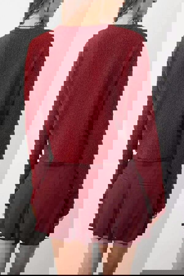 WOVCOR Crop Soft-Textured V Neck Knit Cardigan with Button Detail