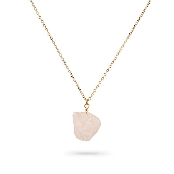 Gold Trip Rose Quartz Pebble Pendant