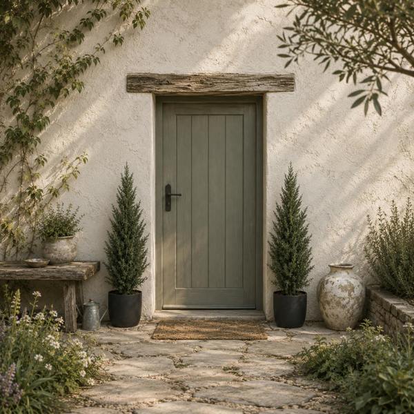 Wyld Haus Fiba Set Of 2 Artificial Cypress Style Trees In Green For Decorative Placement