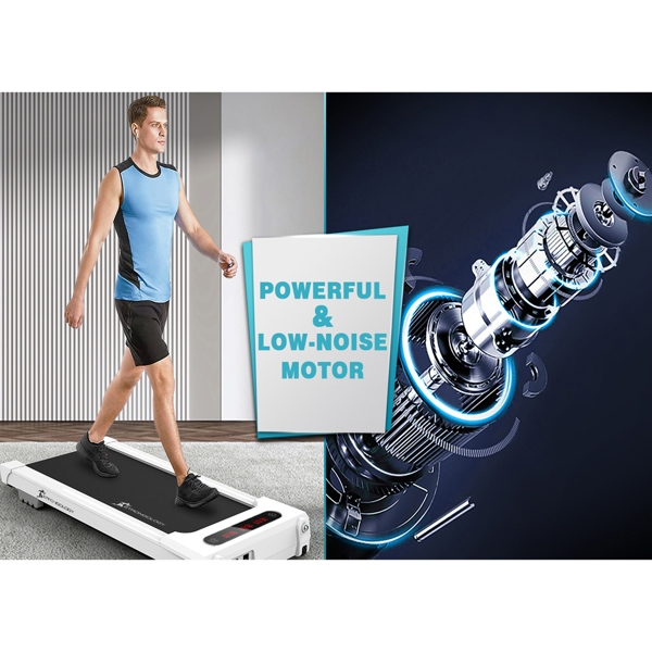 Strongology MOTIONIC WHITE Home and Office Ultra Quiet Adjustable Speed 1-8km/h Slimline 2.5HP Bluetooth Treadmill with LED Display - Fully Assembled