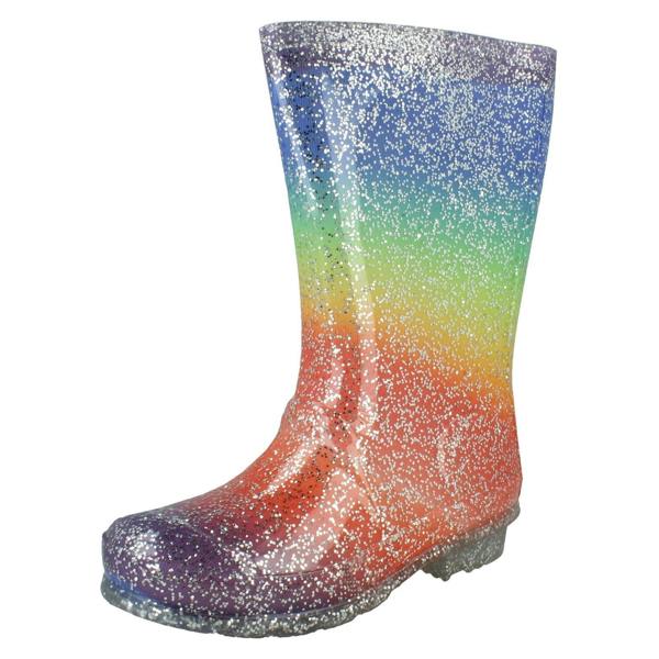 Spot On Girls Spot On Rainbow Glitter Wellingtons