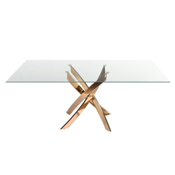 Angel Cerdá Rectangular dining table in tempered glass and pink steel 1169