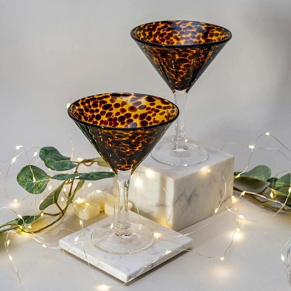 Love Frankie Leopard Print Martini Glass
