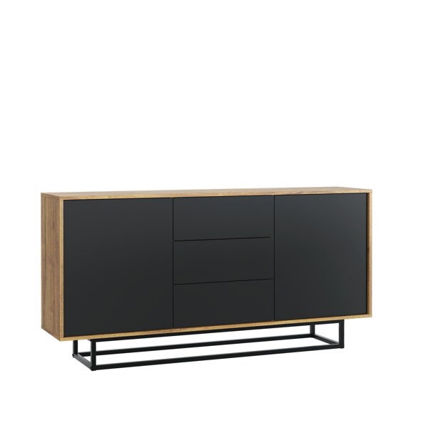 Mex Furniture Bold 160cm Loft Retro Industrial Sideboard Vintage Oak TV Unit Cabinet Stand