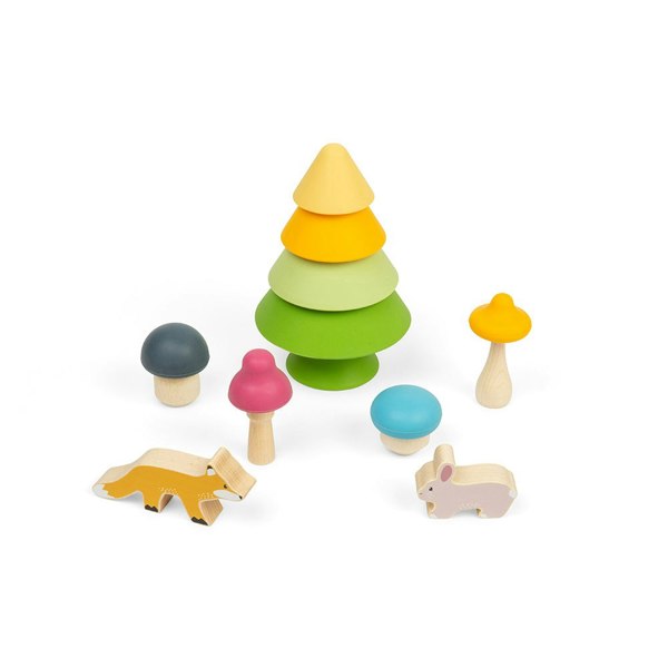 Bigjigs Toys Wood & Silicone Forest Friends Playset - 6 Pieces