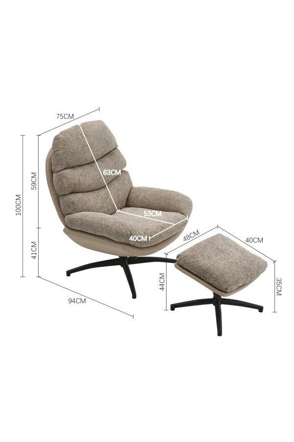 Living and Home Chenille Lounge Chair with Footstool