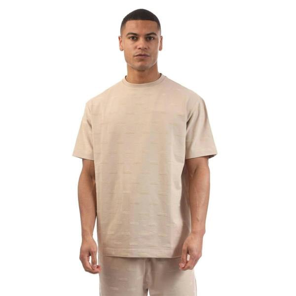 Hugo Mens Logo Embossed Regular T-Shirt - Beige - 