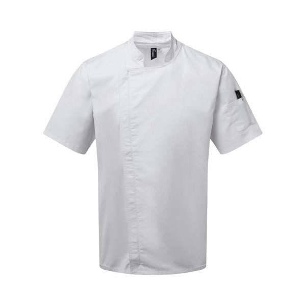 Premier Unisex Adults Chefs Zip-Close Short Sleeve Jacket - White