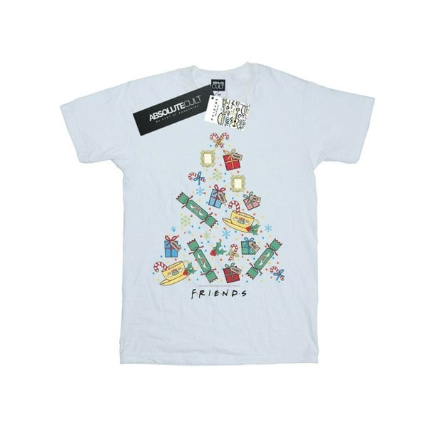 Friends Womens Christmas Tree Cotton Boyfriend T-Shirt - White