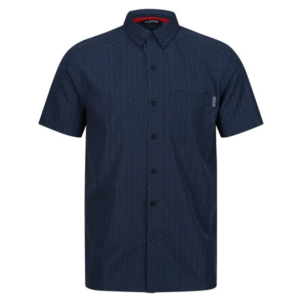 Regatta Mens Mindano VIII Patterned Short-Sleeved Shirt - Moonlight Denim/Navy