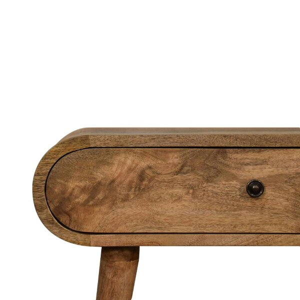 Wyld Haus Cagliari Mini Curved Natural Mango Wood Console Table with Drawer