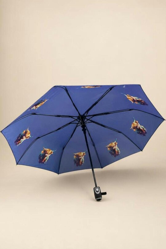 SVNX Highland Cow Umbrella in Blue