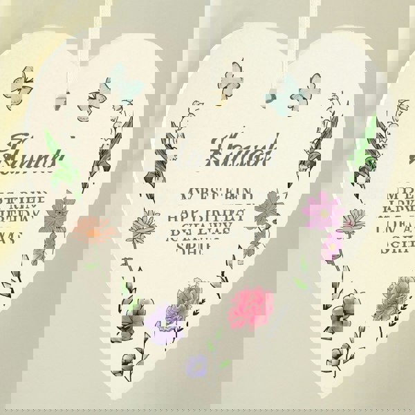 Personalised Memento Company Personalised Wild Flowers Wooden Heart