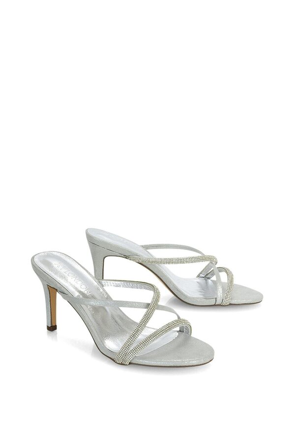 XY LONDON Diamante Cross Over Strappy Sandal Stiletto High Mule Heels