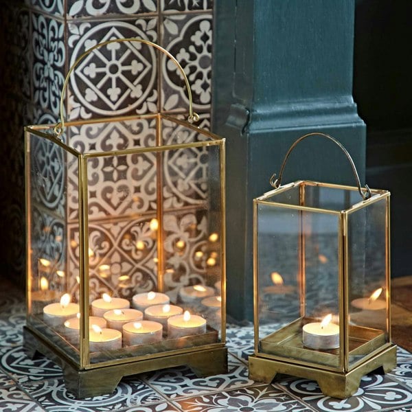 Paper High Antique Brass Candle Lantern