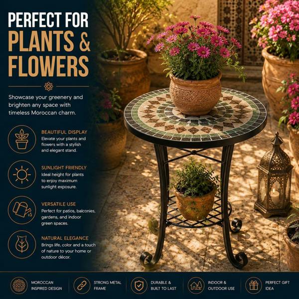 35cm Marrakech Mosaic Plant Stand/Side Table image 5