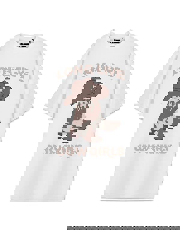 Show Me The Merch Womens White Long Live Cowgirls Short Sleeved T-Shirt