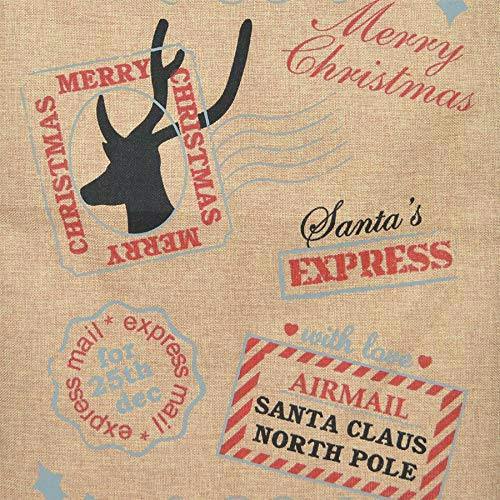 Large Hessian Santa Sack with Airmail Design, 70 x 50 cm, Brown Christmas Gift Bag image 5