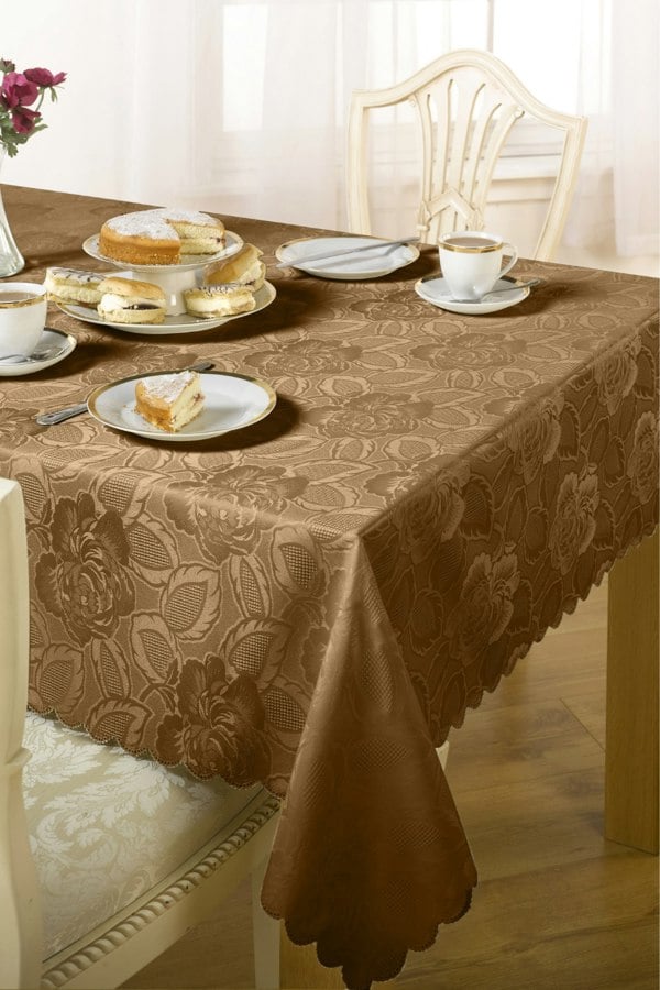 Emma Barclay Damask Rose Tablecloths - Light Brown