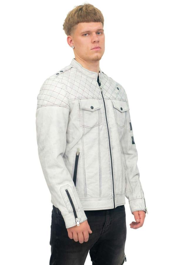 Infinity Leather Mens Vintage Quilted Leather Racing Jacket-Cardiff