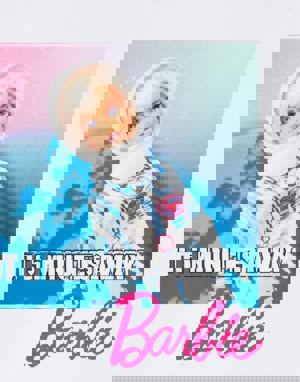 Barbie Womens White Barbie Doll In Space Short Sleeved T-Shirt