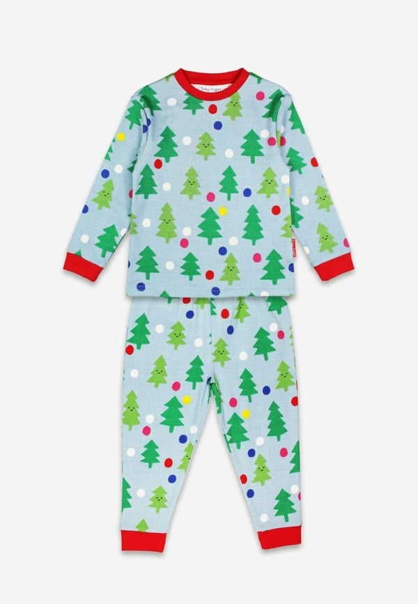 Organic Christmas Tree Print Pyjamas - Toby Tiger UK Wholesale