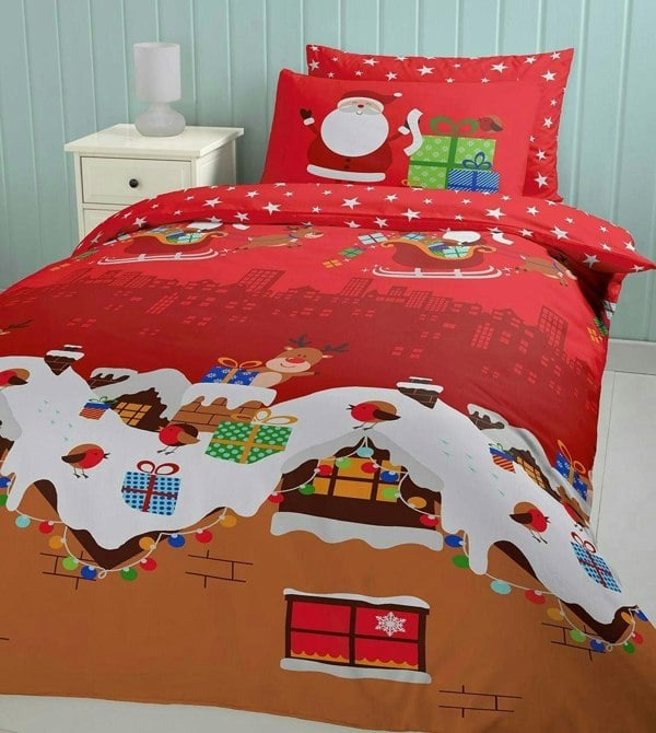 Catherine Lansfield Santa's Christmas Presents Red Duvet Cover Set