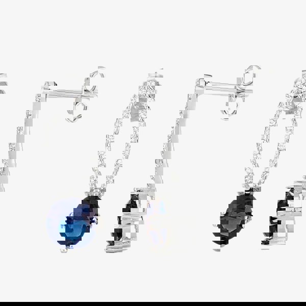 T. H. Baker Silver Blue Cubic Zirconia Open Pendant and Earring Set SET8296