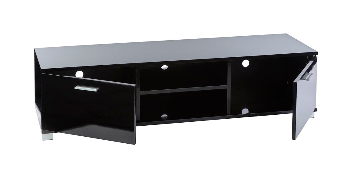 MMT Furniture Designs Modern Black 140cm Matt Gloss TV Stand Cabinet Suitable for 40 - 65 Inch 4K LED Flat Screen TV's