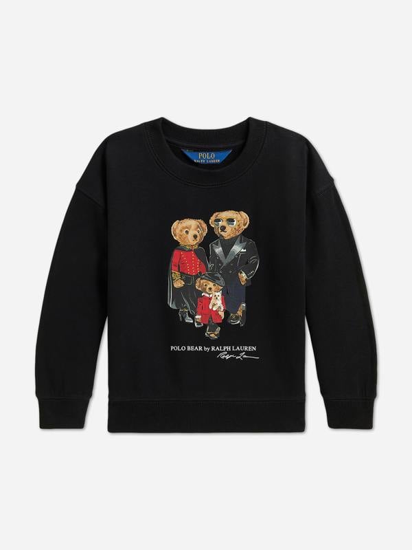 Ralph Lauren Kids Ralph Lauren Girls Polo Bear Family Sweatshirt in Black