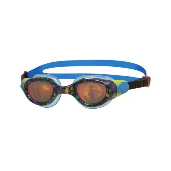Zoggs Sea Demon junior goggles with blue-black frames, orange lenses