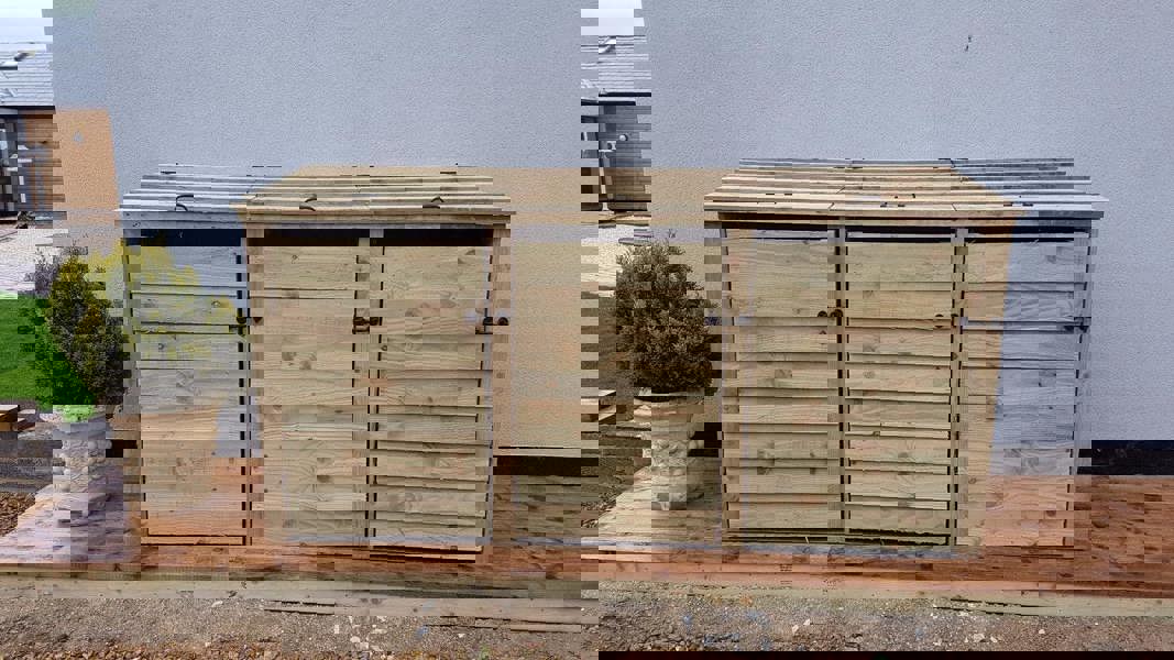 Arbor Garden Solutions Wooden Wheelie Bin Store, Natural Finish