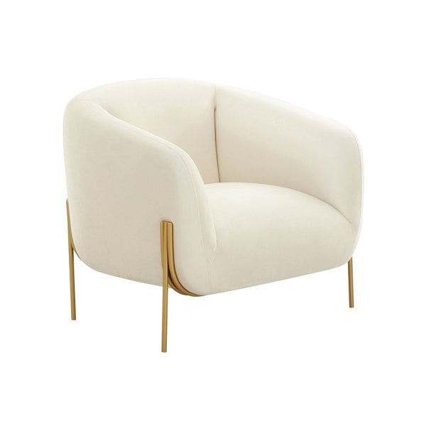 Furniture Edit Kandra Cream Velvet Accent Occasional Chair