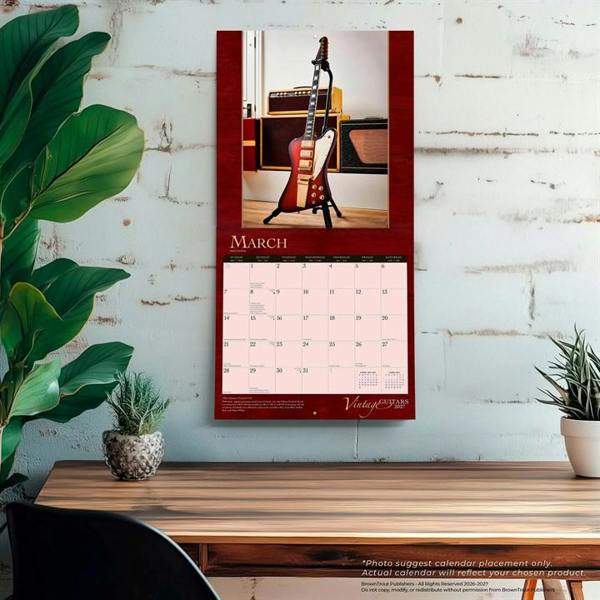 Vintage Guitars Calendar 2027, Wall Calendars, Month To View, Entertainment, Gift
